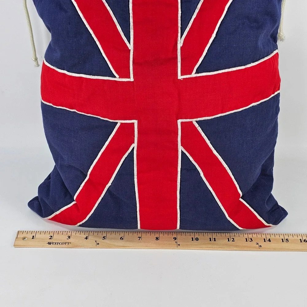 Harrods London Union Jack Drawstring Laundry Storage Bag Navy Blue Canvas